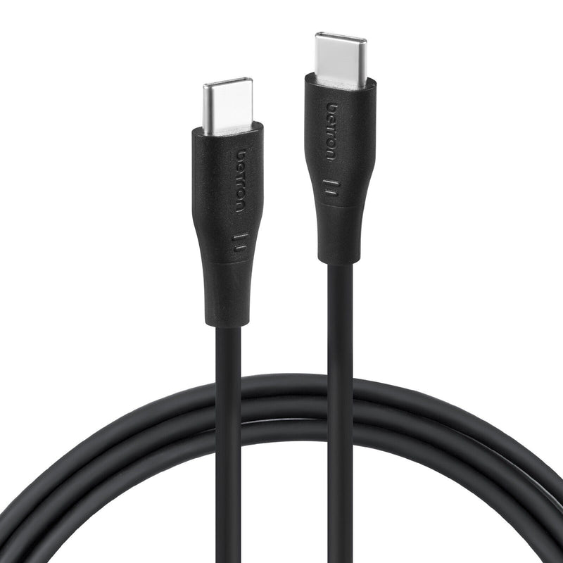 Betron USB-C To Type C Cable, Fast Charge Data Transfer Heavy Duty - 0.5 m, 1 m, 2 m, Black or White