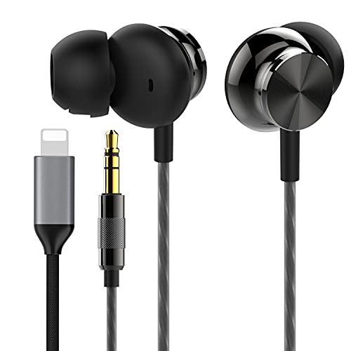 Betron BS10L Wired In Ear Earphones Headphones with 3.5mm Jack and Lightning Connector Adapter Compatible with 12 Pro Max 11 Pro Max SE X XS XR 8 Plus