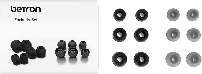 Betron Replacement Earbuds Silicone and Memory Set Betron Earphones In Ear Tips 6 pairs