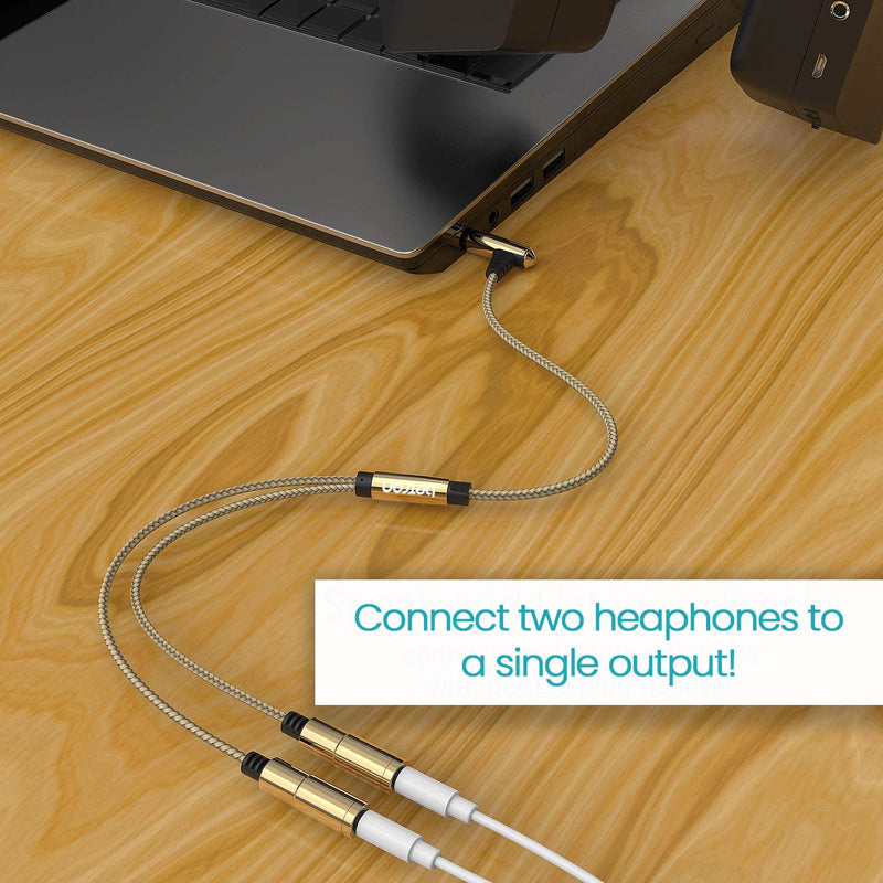 Betron Headphone Splitter 3.5 mm Dual Jack Stereo Earphone Adapter for Smartphones, MP3 players and Audio Devices