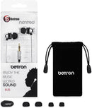 Betron B25 Earphones, Noise Isolating In-Ear Wired Headphones with Strong Bass, Tangle-Free Cord, Lightweight, Carry Case and Soft Earbud Tips