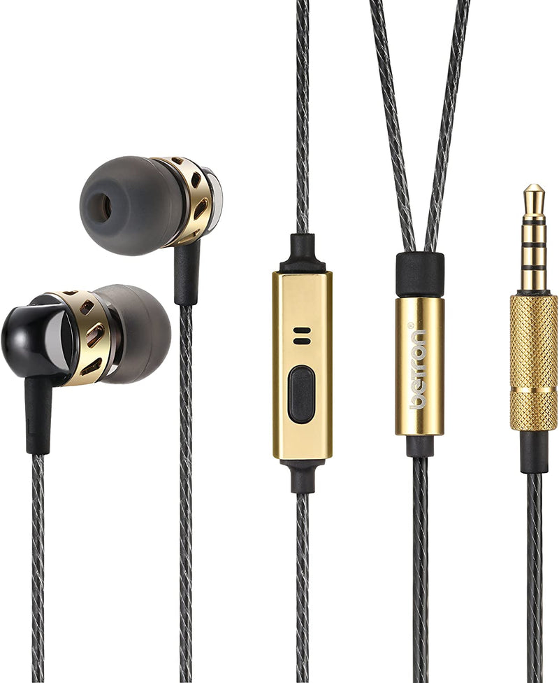 Betron AX5 Earphones with Microphone, Noise Isolating, Bass Driven Sound, Portable In Ear Headphones with Silicon Earbuds and Carry Case