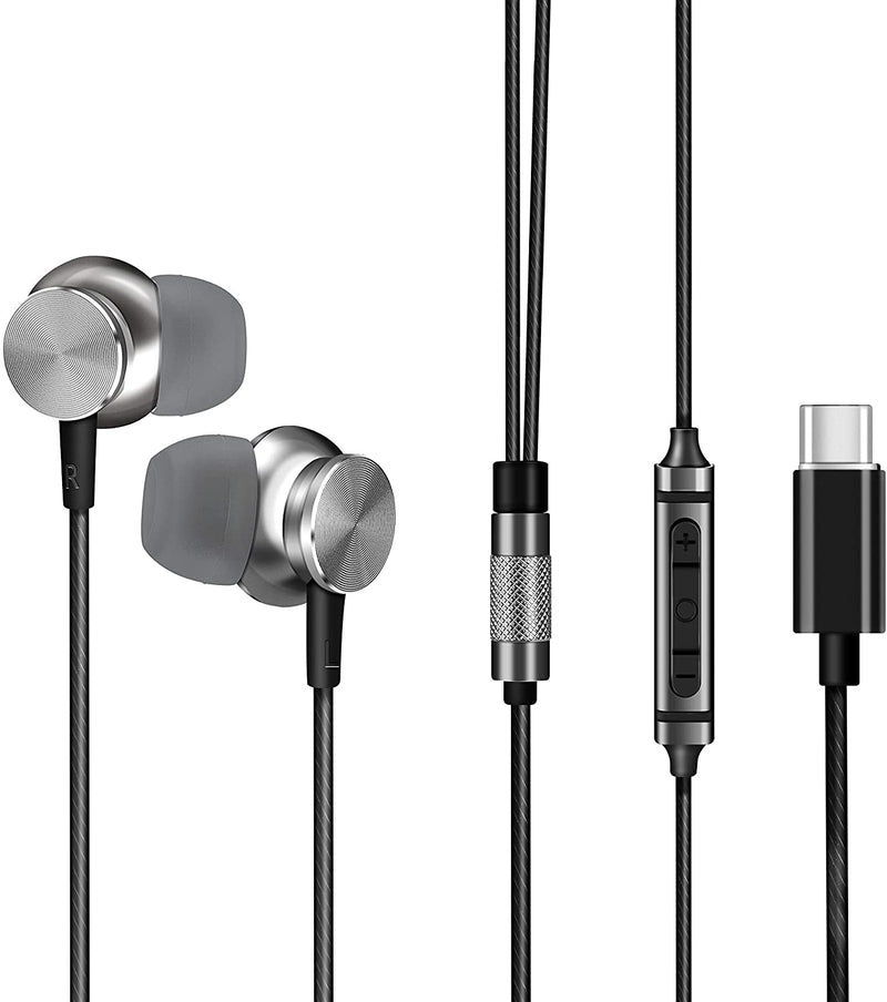 USB Type-C Wired Earphones with Microphone Betron BS10C Noise Isolating in Ear Headphones, Bass Driven Sound, Compatible with Samsung Cell Phones