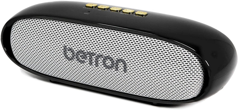 Betron KRT50 Bluetooth Wireless Speaker, Stereo Sound, Rich Bass, Micro SD Slot, Compatible with iPhone, Samsung, Tablets, Laptops, Black and Silver