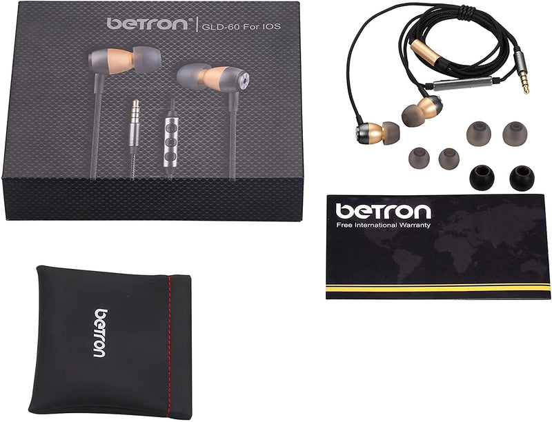 Betron GLD60 In Ear Earphones Noise Isolating Volume Control Microphone for iPhone iPod iPad MacBook