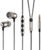 Betron GLD100 Earphone with Mic Volume Control Noise Isolating With 3 Different Sized Earbuds Black